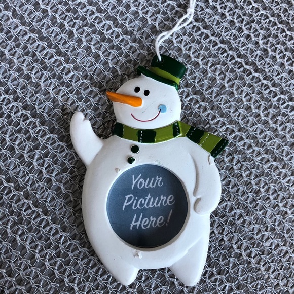 🐬 CLEARANCE ITEM: Hand-painted Snowman Photo Ornament - Picture 1 of 7